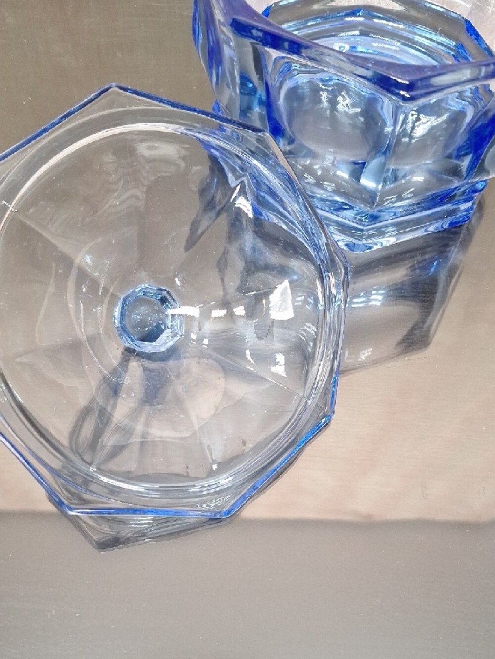 Indiana Glass Blue Octagonal Covered Candy Dish - Picture 6 of 8